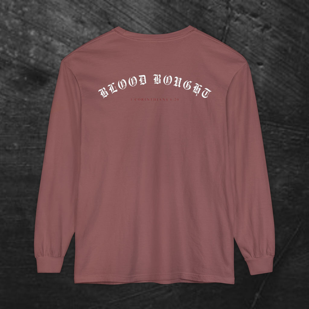 Long Sleeve Tee — "Salvation. Once for All" Cross Graphic