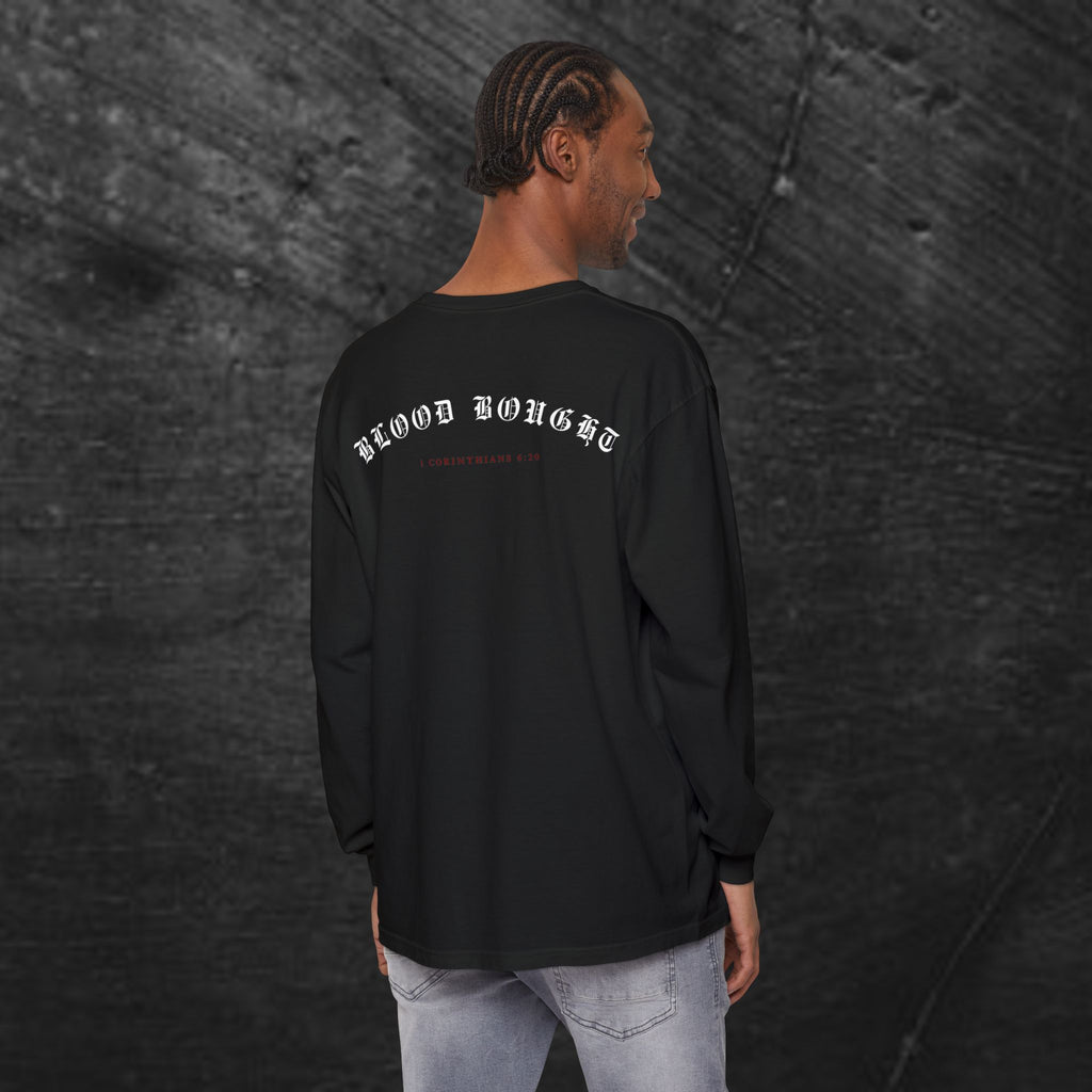 Long Sleeve Tee — "Salvation. Once for All" Cross Graphic
