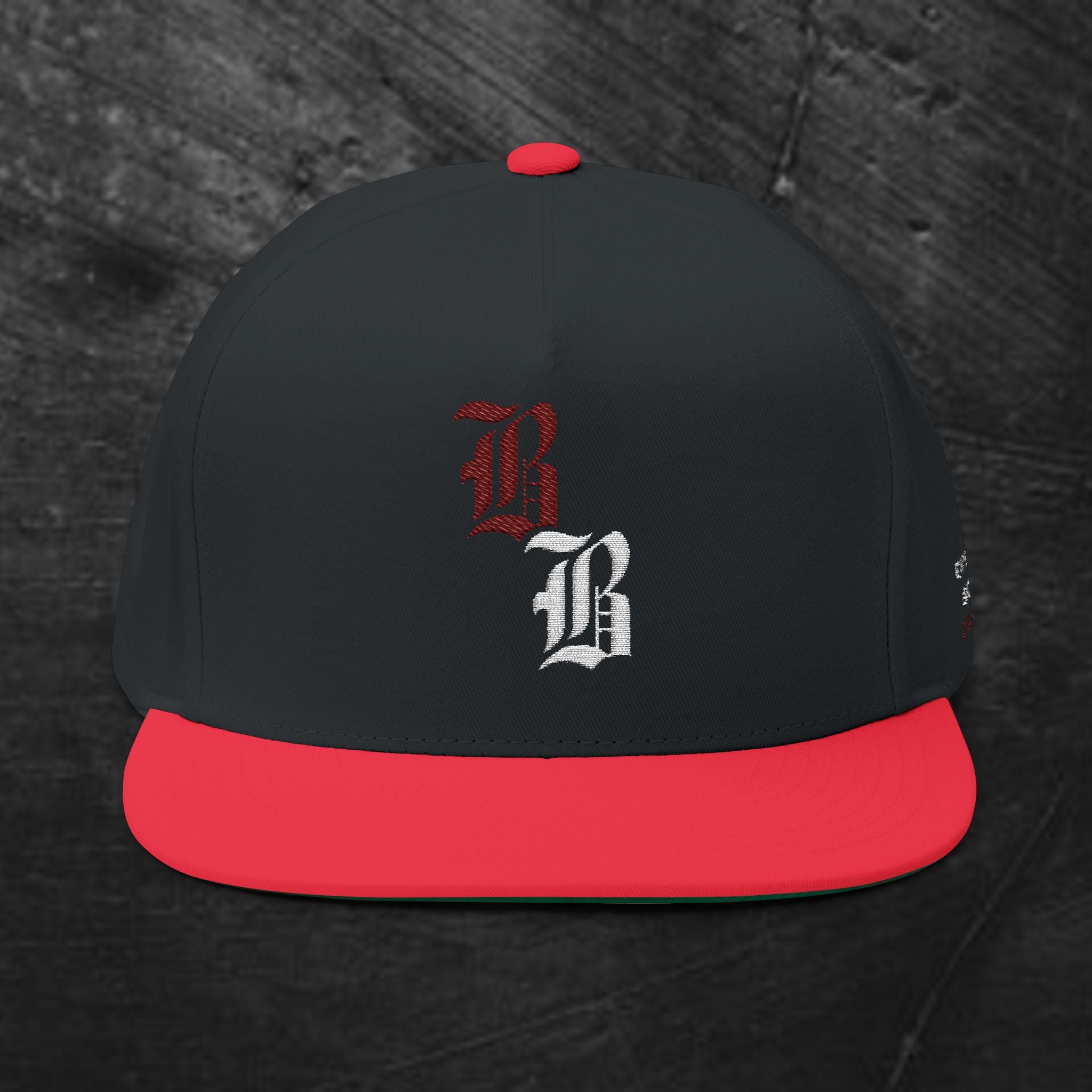 Embroidered Gothic 'BB' Flat Bill Cap