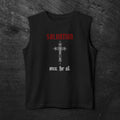 Salvation Cross Muscle Tank — “Once. For All.” Religious Gothic Faith Tee