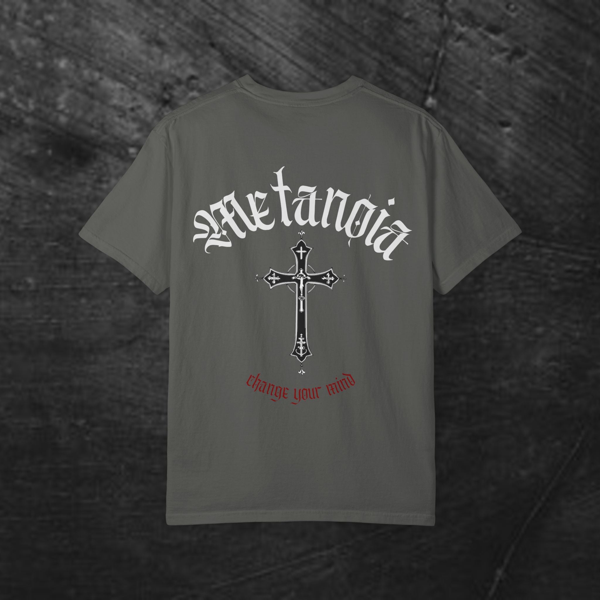 Metanoia Cross T-Shirt — Gothic Faith Graphic Tee