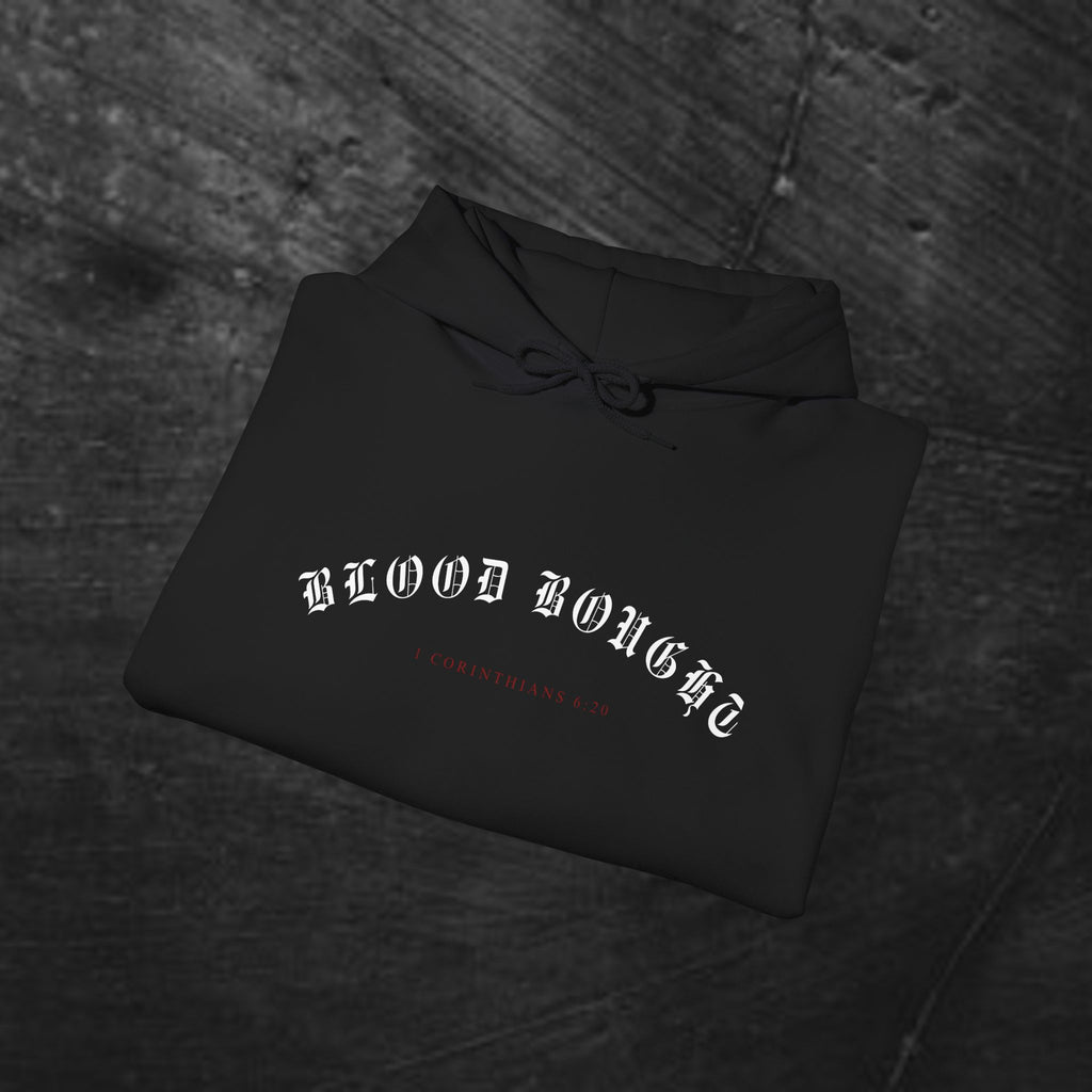 Gothic 'Bought at a Price' Hoodie — Blood Bought Religious Graphic Sweatshirt