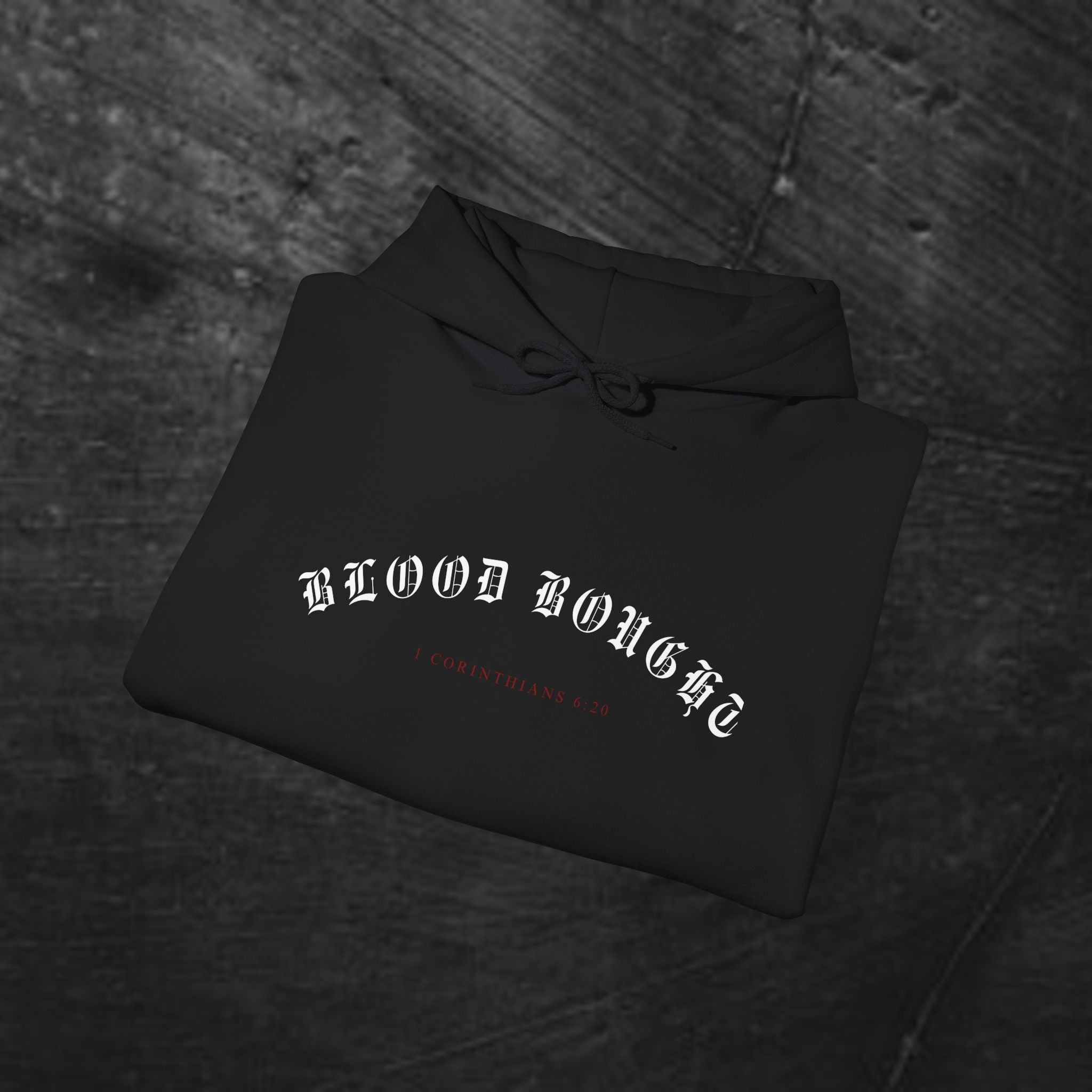 Gothic 'Bought at a Price' Hoodie — Blood Bought Religious Graphic Sweatshirt