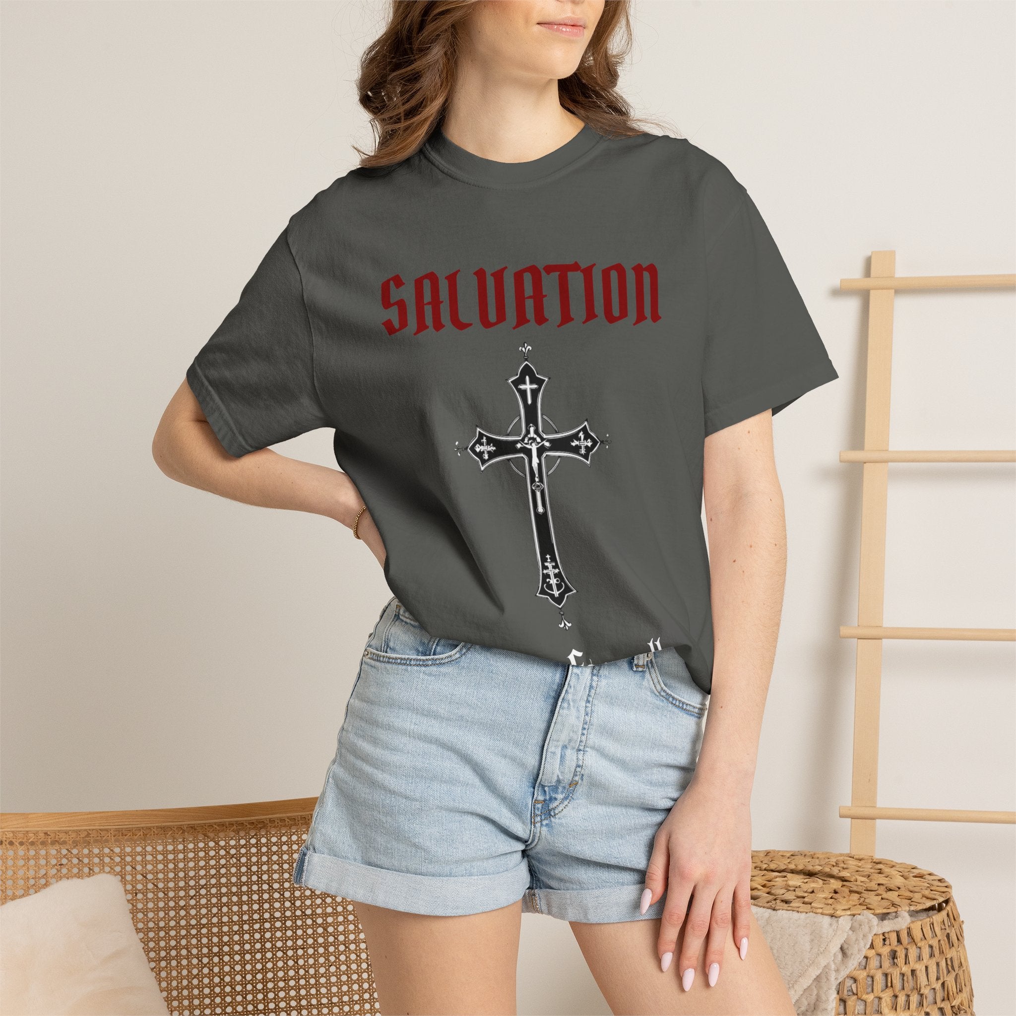 Salvation Cross T-Shirt — 'Once. For All.' Religious Graphic Tee