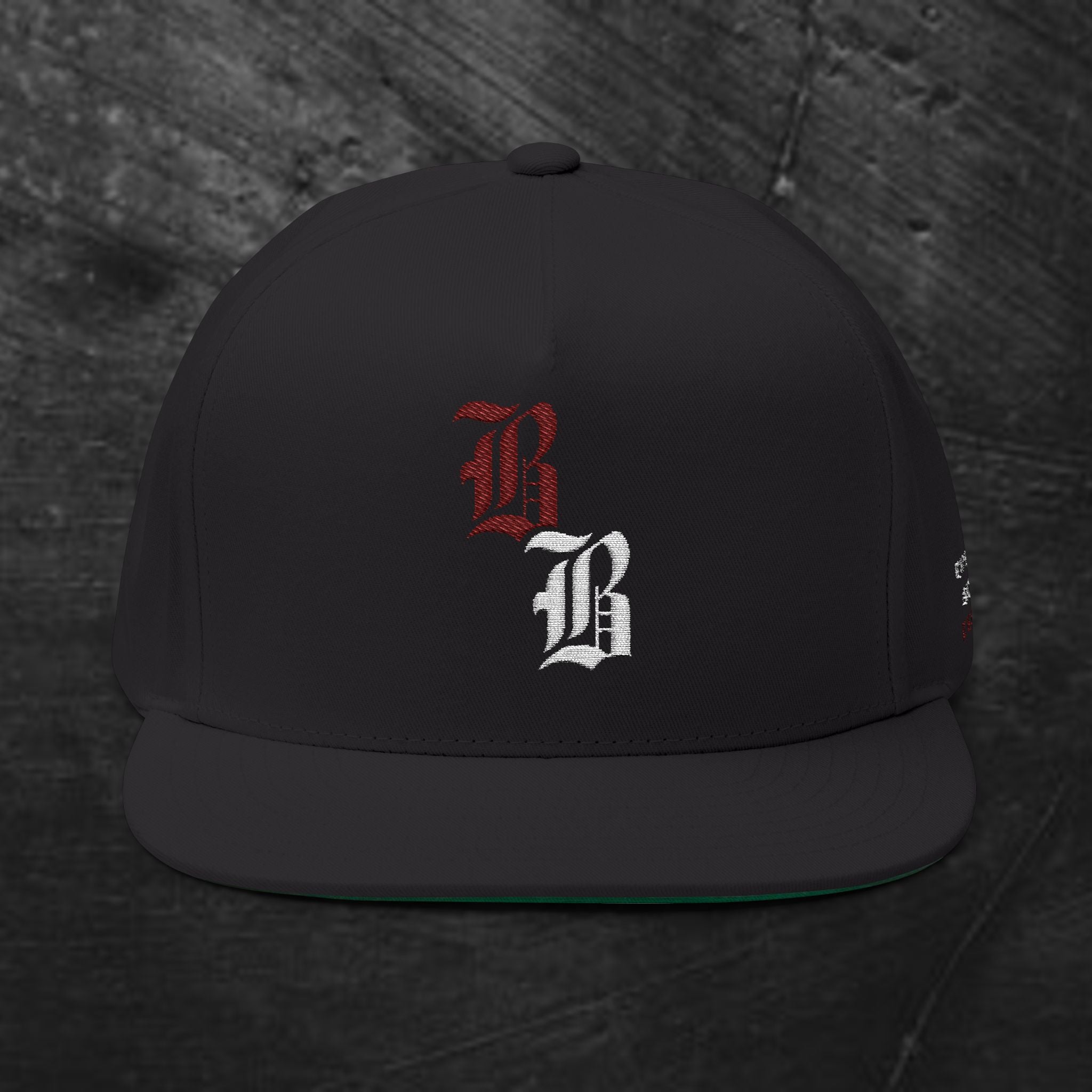 Embroidered Gothic 'BB' Flat Bill Cap