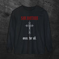Long Sleeve Tee — "Salvation. Once for All" Cross Graphic