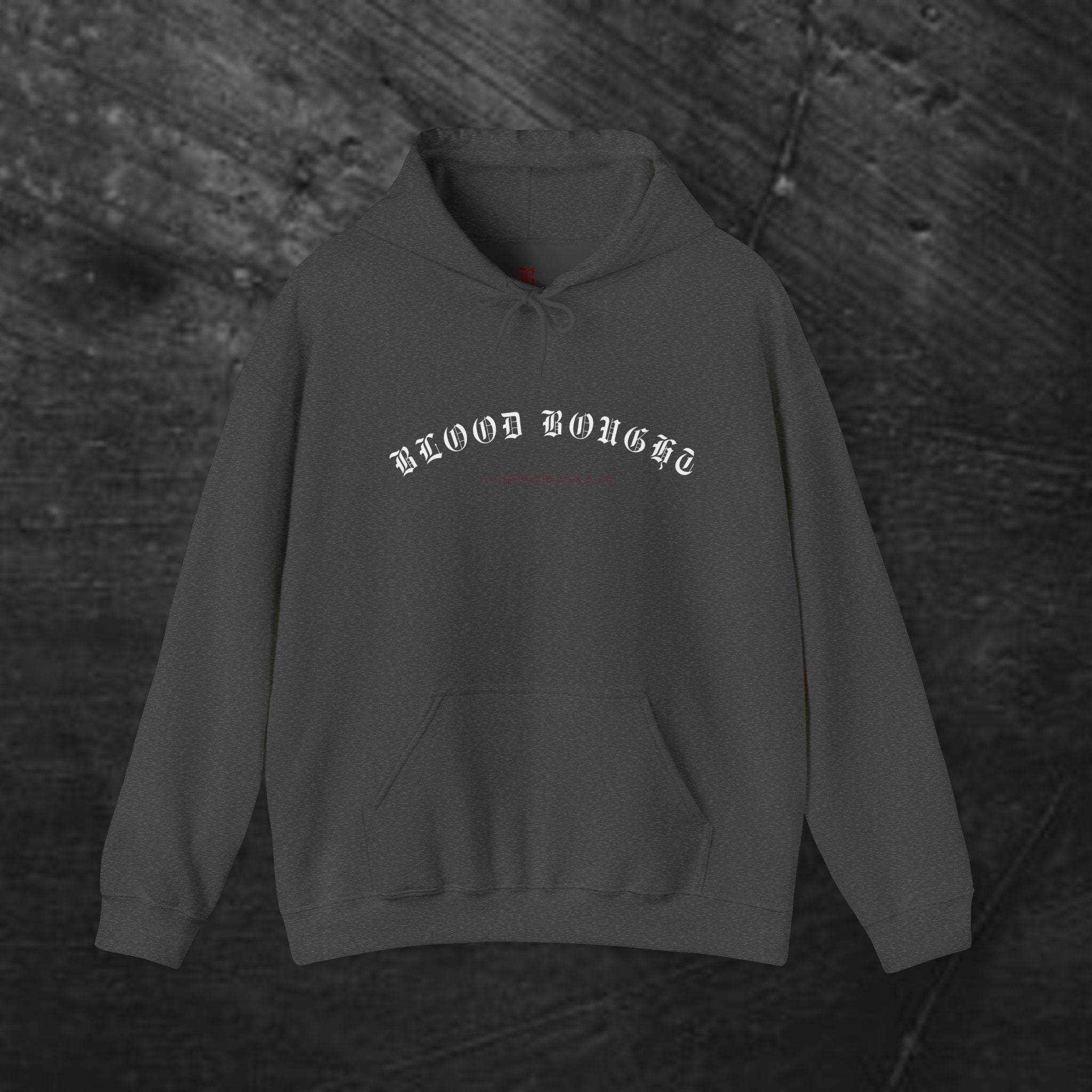 Gothic 'Bought at a Price' Hoodie — Blood Bought Religious Graphic Sweatshirt