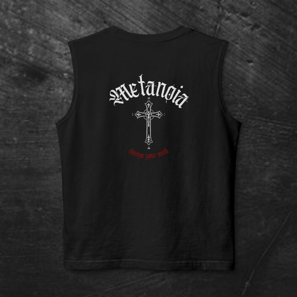 Metanoia Cross Muscle Tank – Gothic Christian Faith Tank Top