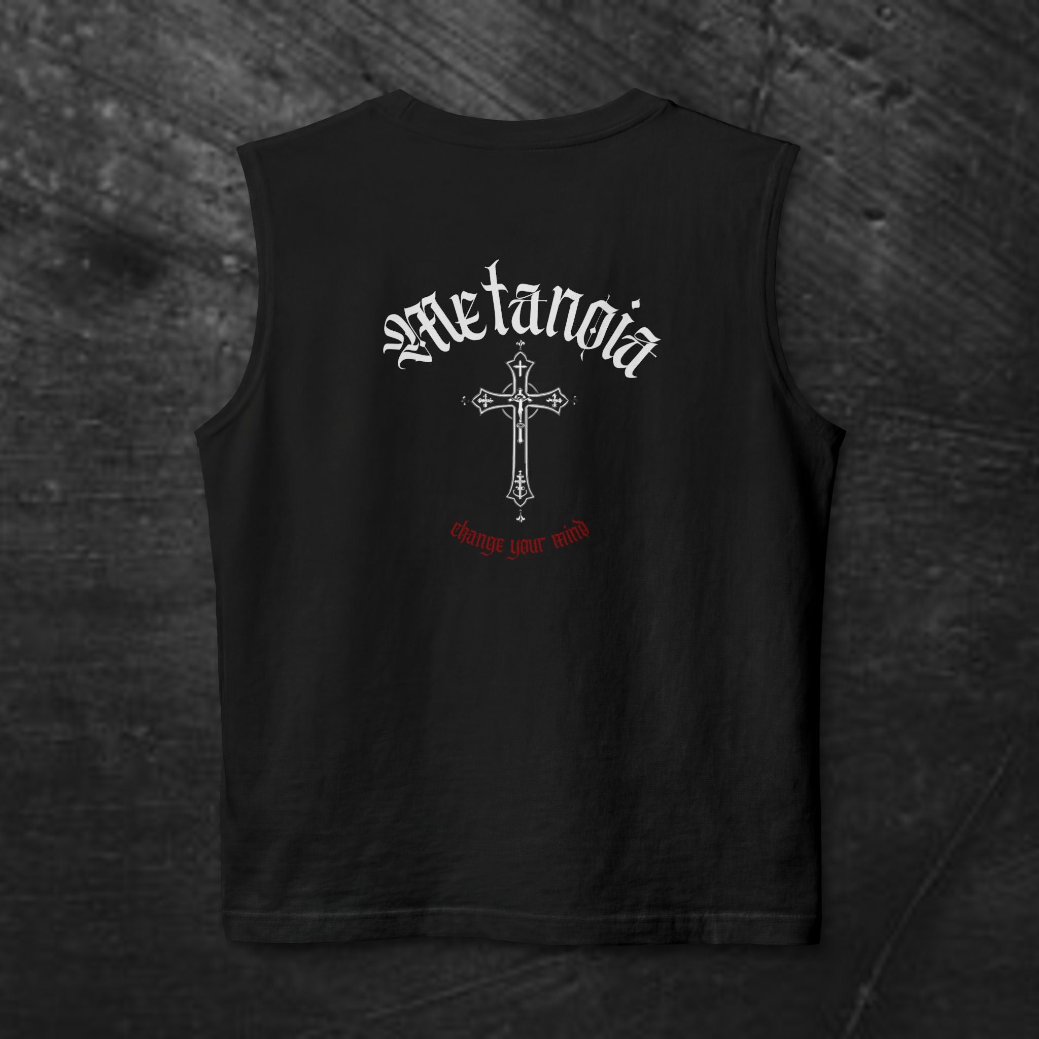 Metanoia Cross Muscle Tank – Gothic Christian Faith Tank Top