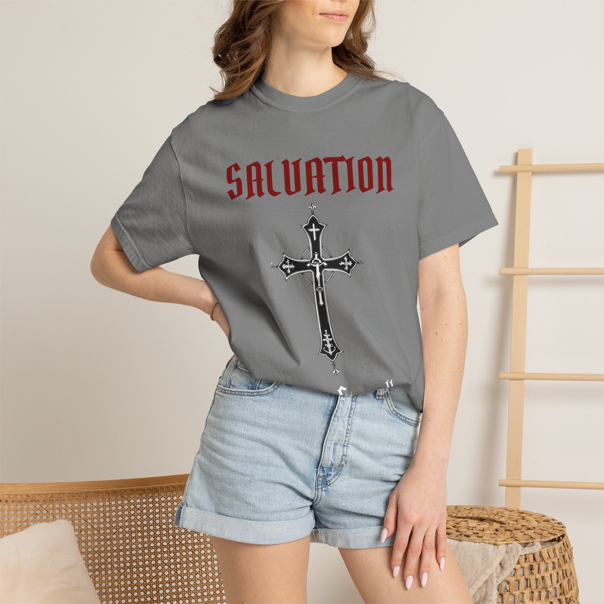 Salvation Cross T-Shirt — 'Once. For All.' Religious Graphic Tee