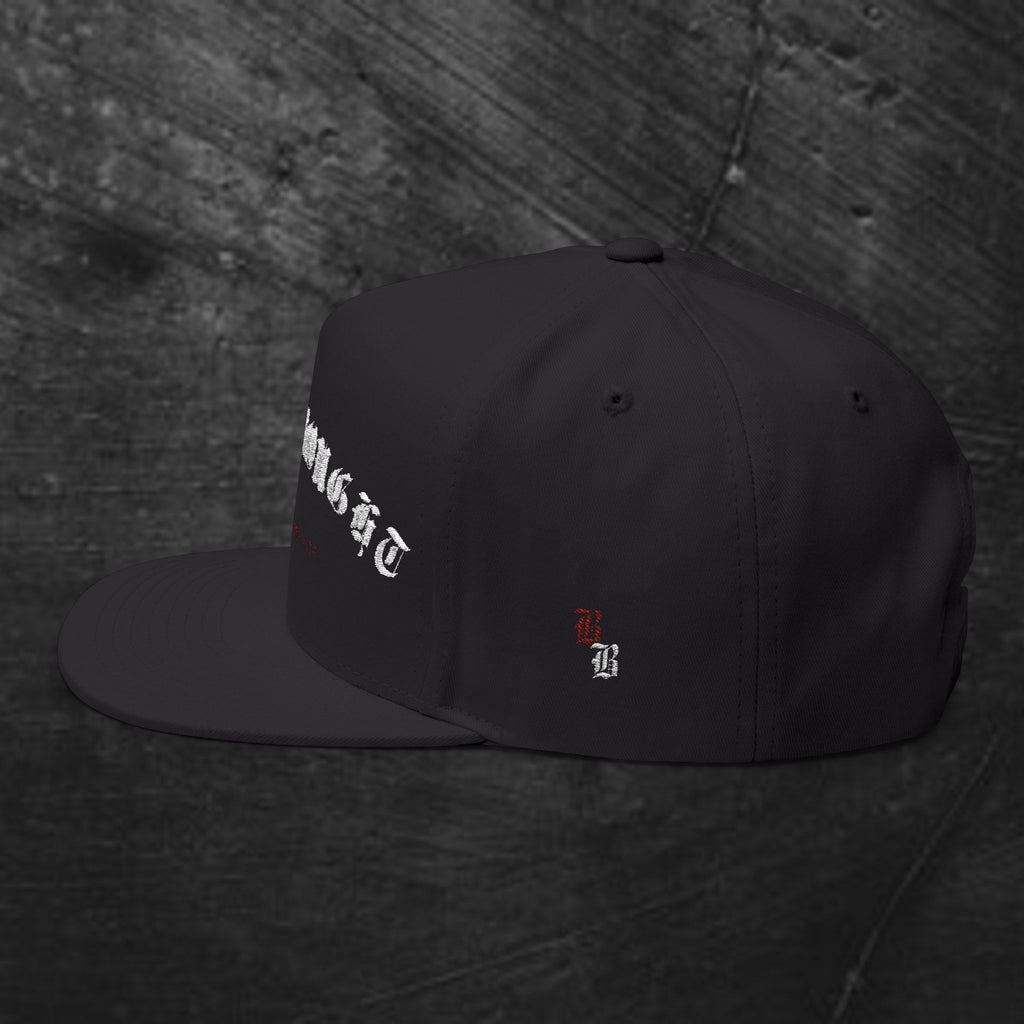 Flat Bill Cap - 'Blood Bought' Embroidered Gothic Snapback Hat