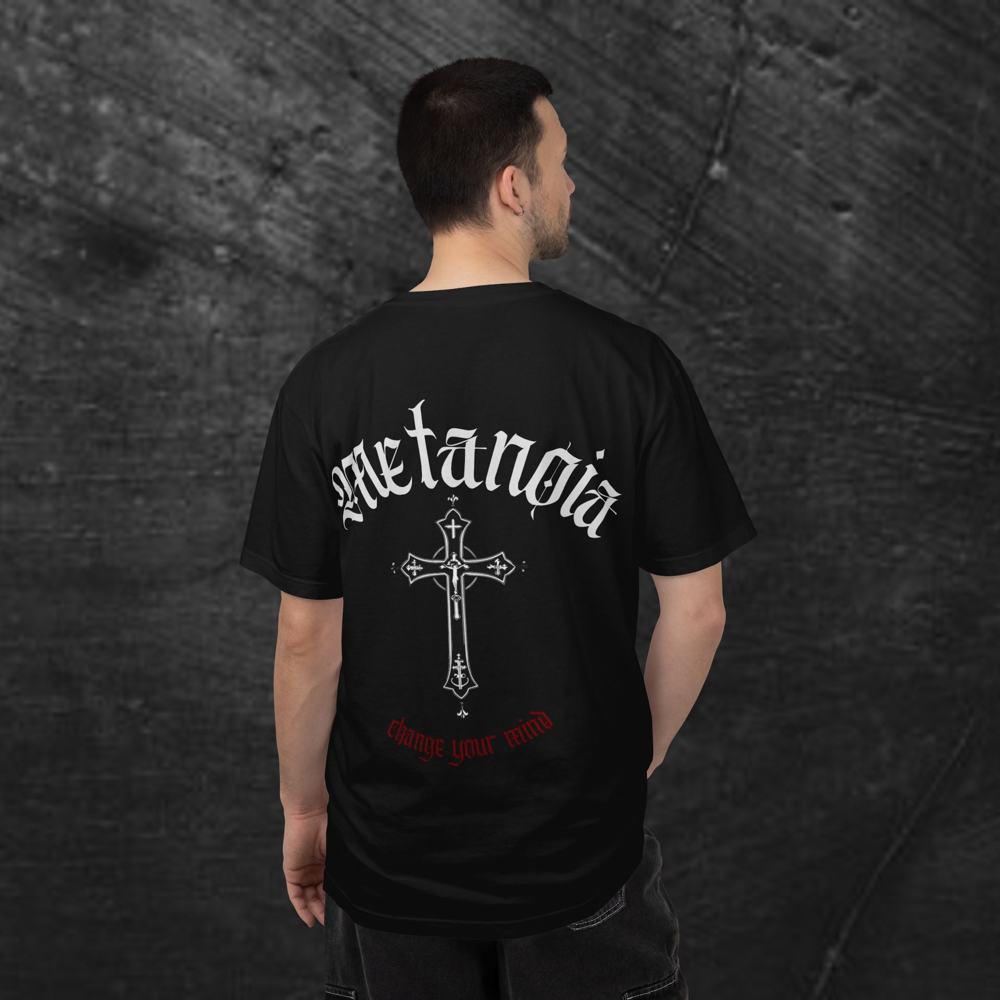 Metanoia Cross T-Shirt — Gothic Faith Graphic Tee