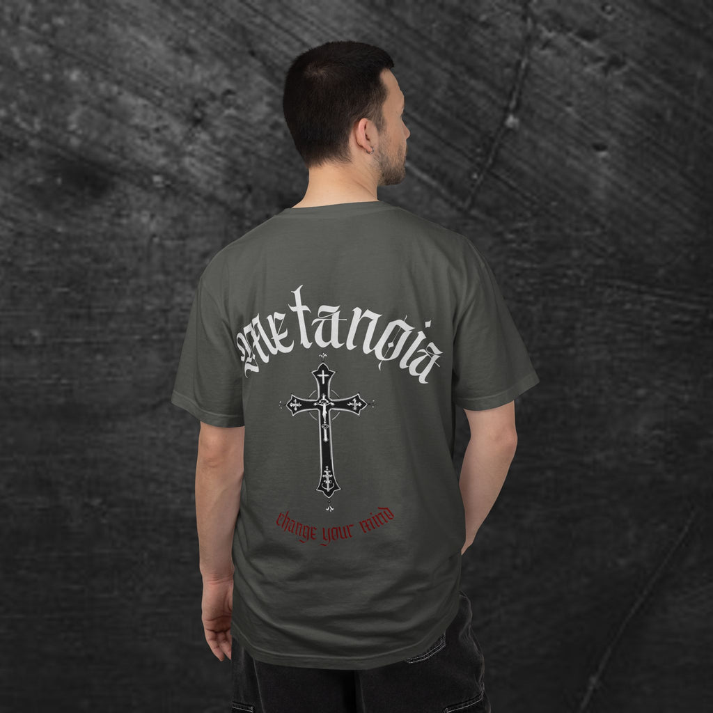 Metanoia Cross T-Shirt — Gothic Faith Graphic Tee
