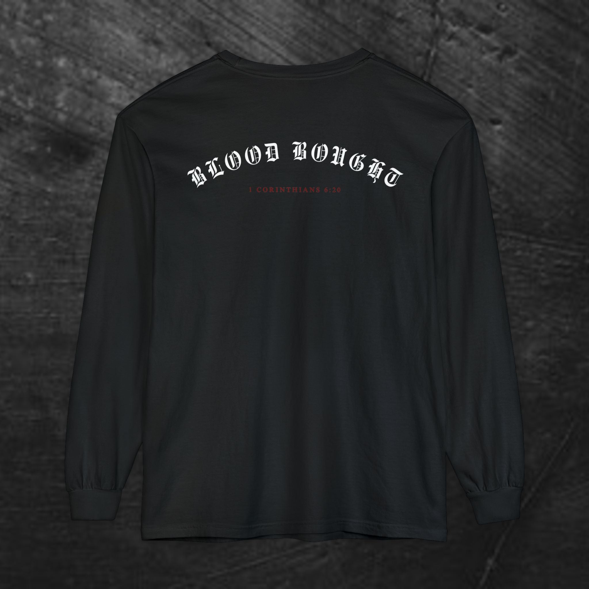 Long Sleeve Tee — "Salvation. Once for All" Cross Graphic