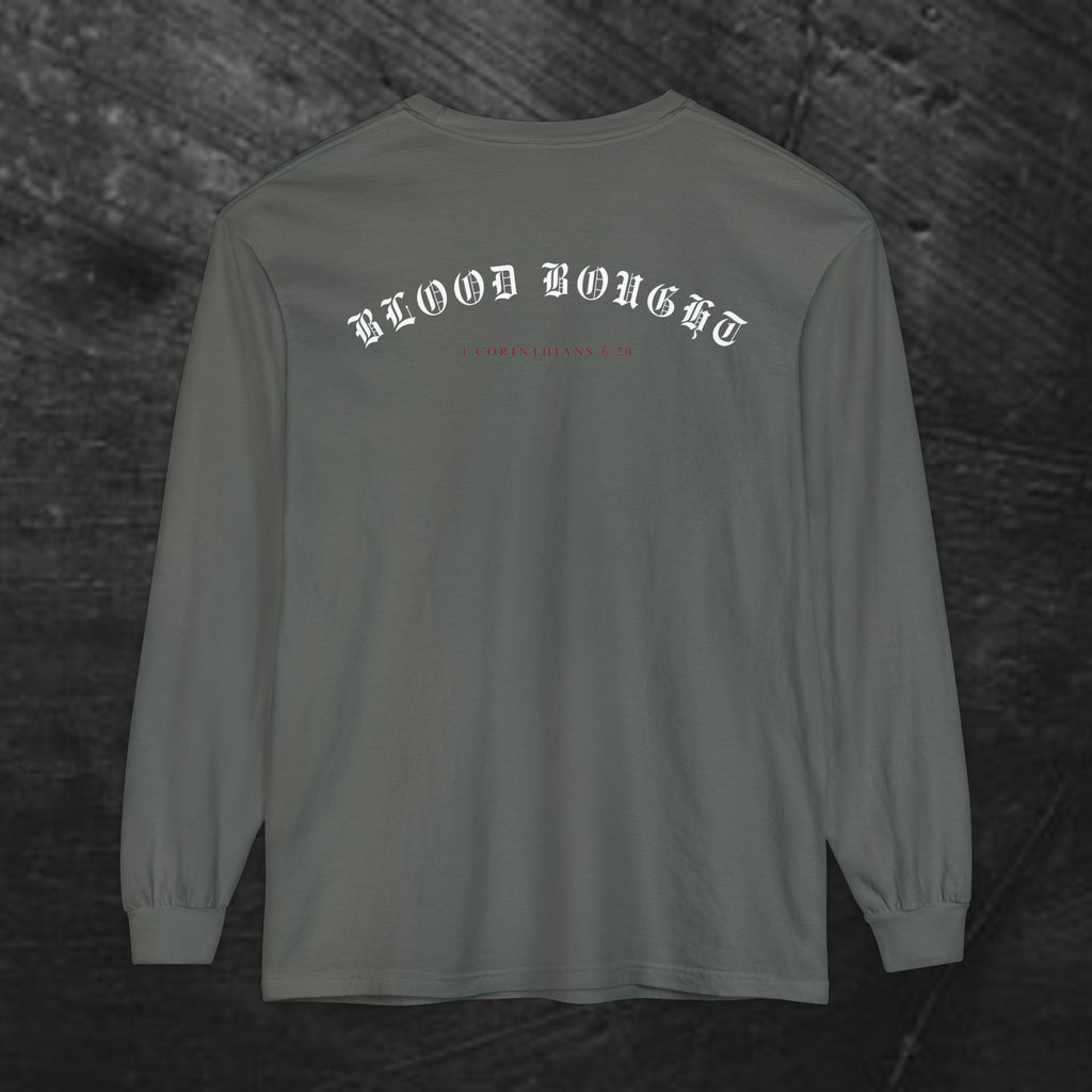 Long Sleeve Tee — "Salvation. Once for All" Cross Graphic