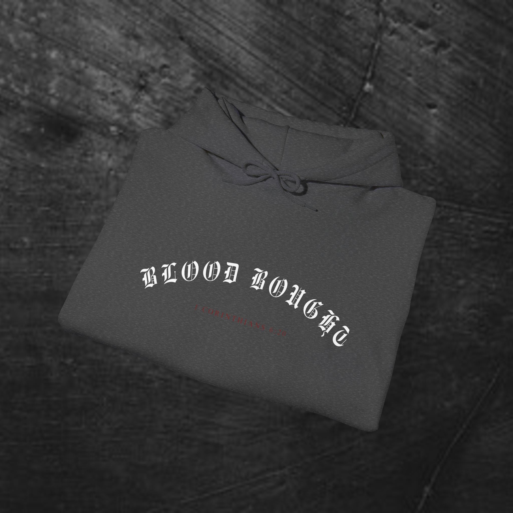 Gothic 'Bought at a Price' Hoodie — Blood Bought Religious Graphic Sweatshirt