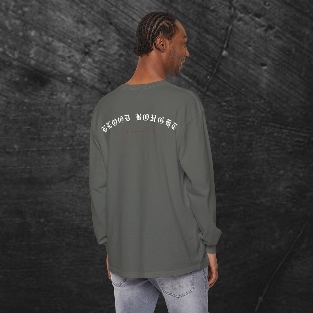 Long Sleeve Tee — "Salvation. Once for All" Cross Graphic