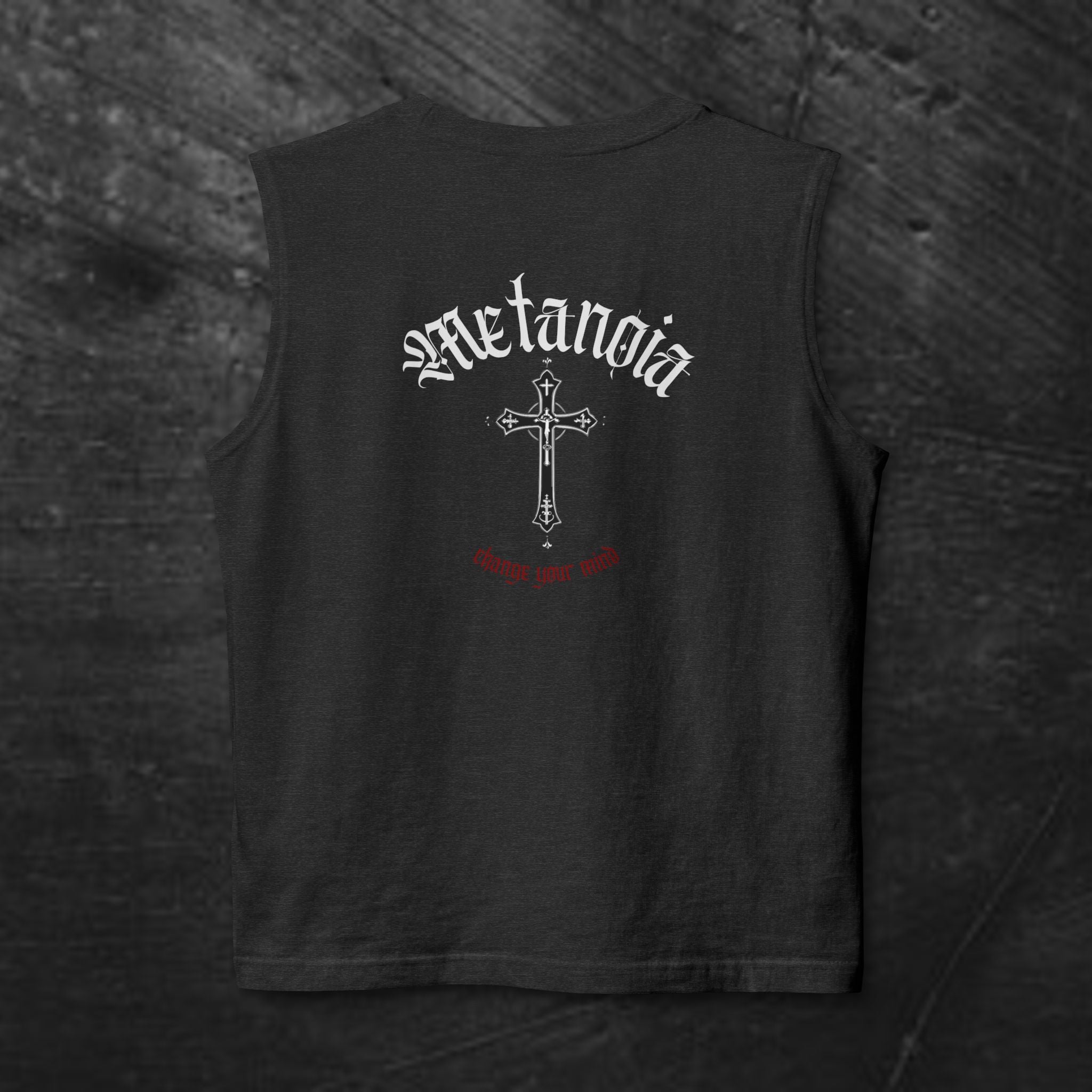 Metanoia Cross Muscle Tank – Gothic Christian Faith Tank Top
