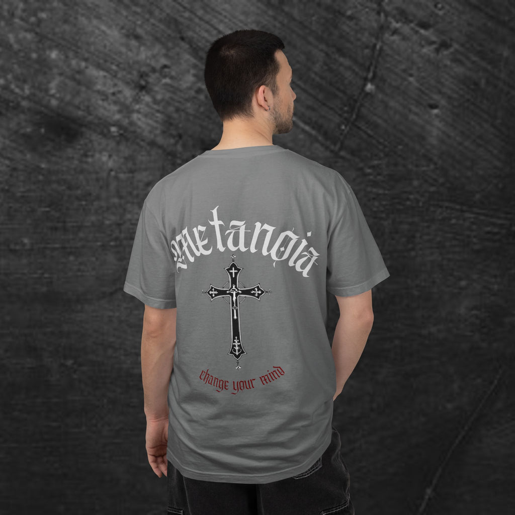 Metanoia Cross T-Shirt — Gothic Faith Graphic Tee