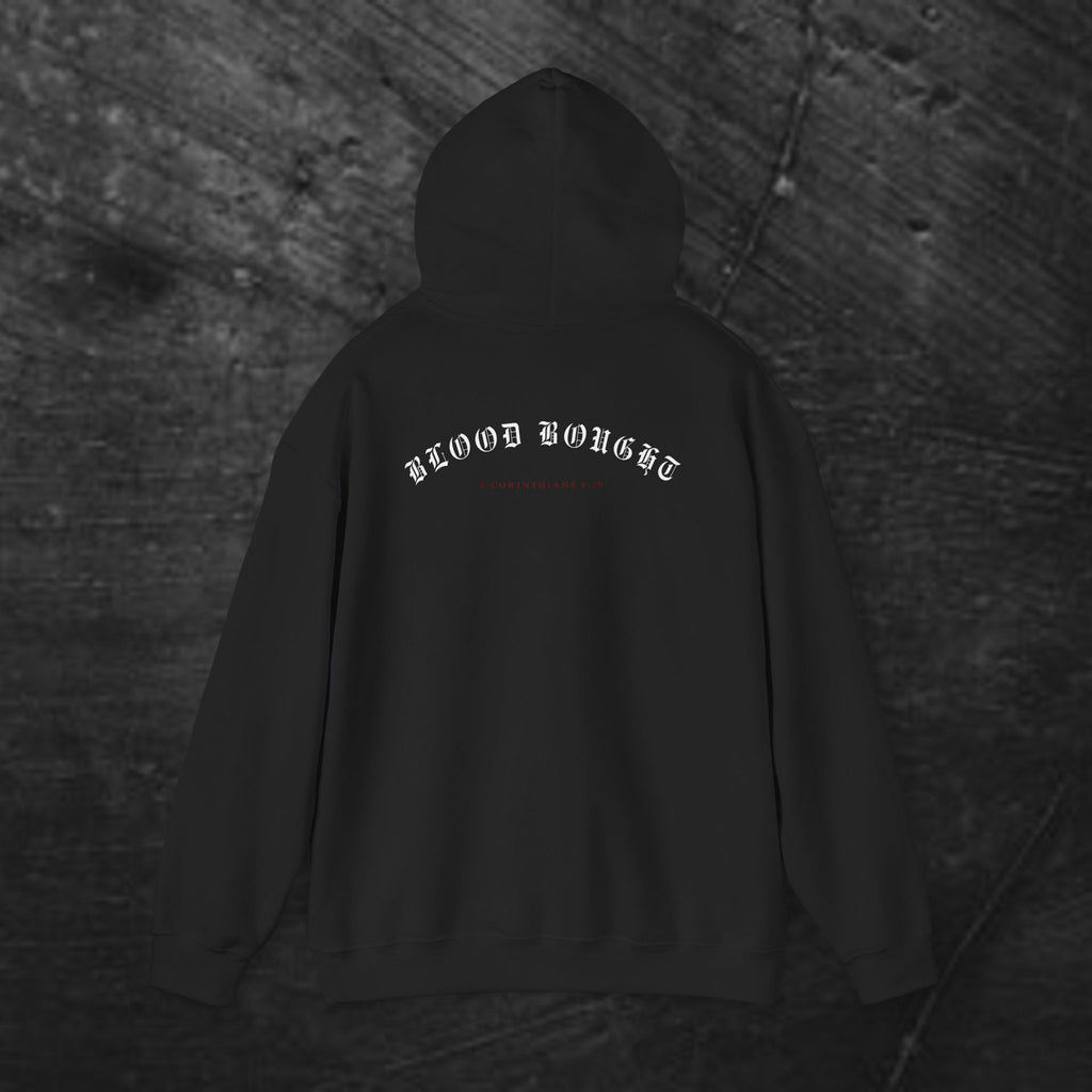 Salvation 'Once. For all.' Cross Hoodie — Christian Faith Graphic Hooded Sweatshirt