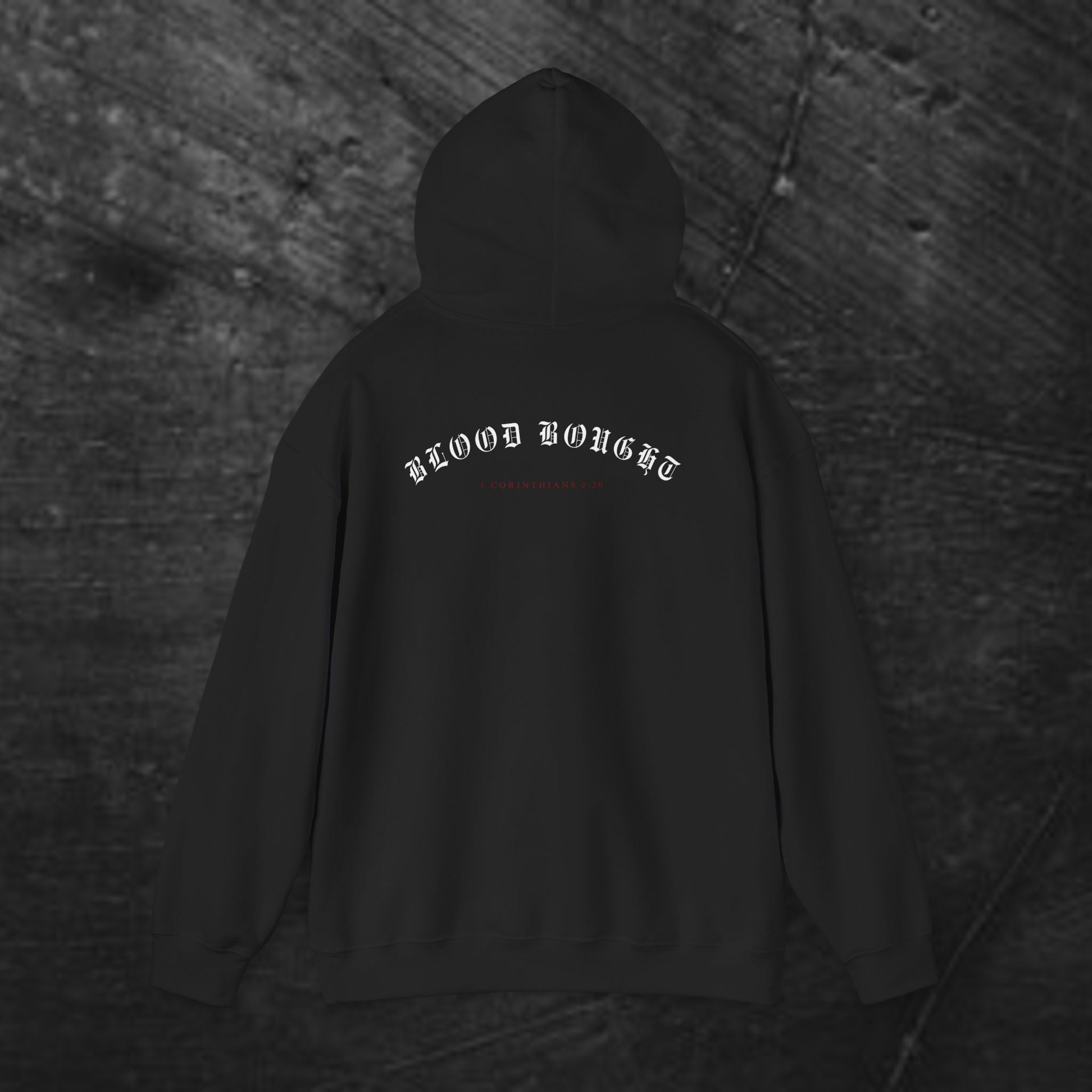 Salvation 'Once. For all.' Cross Hoodie — Christian Faith Graphic Hooded Sweatshirt