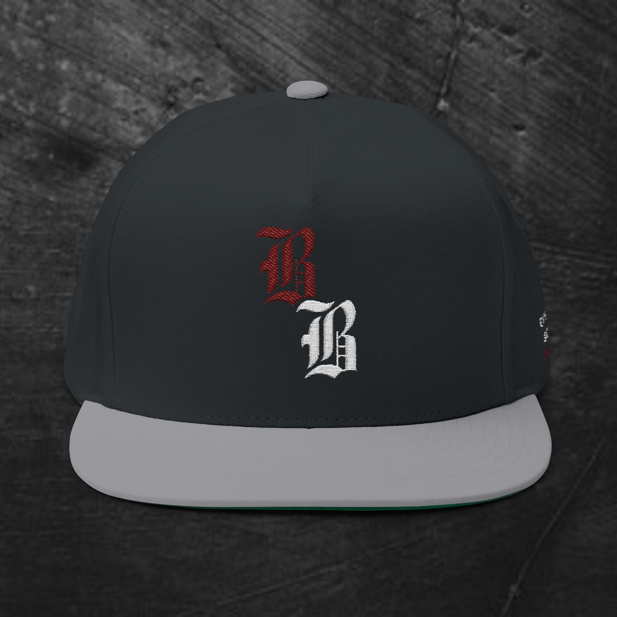 Embroidered Gothic 'BB' Flat Bill Cap