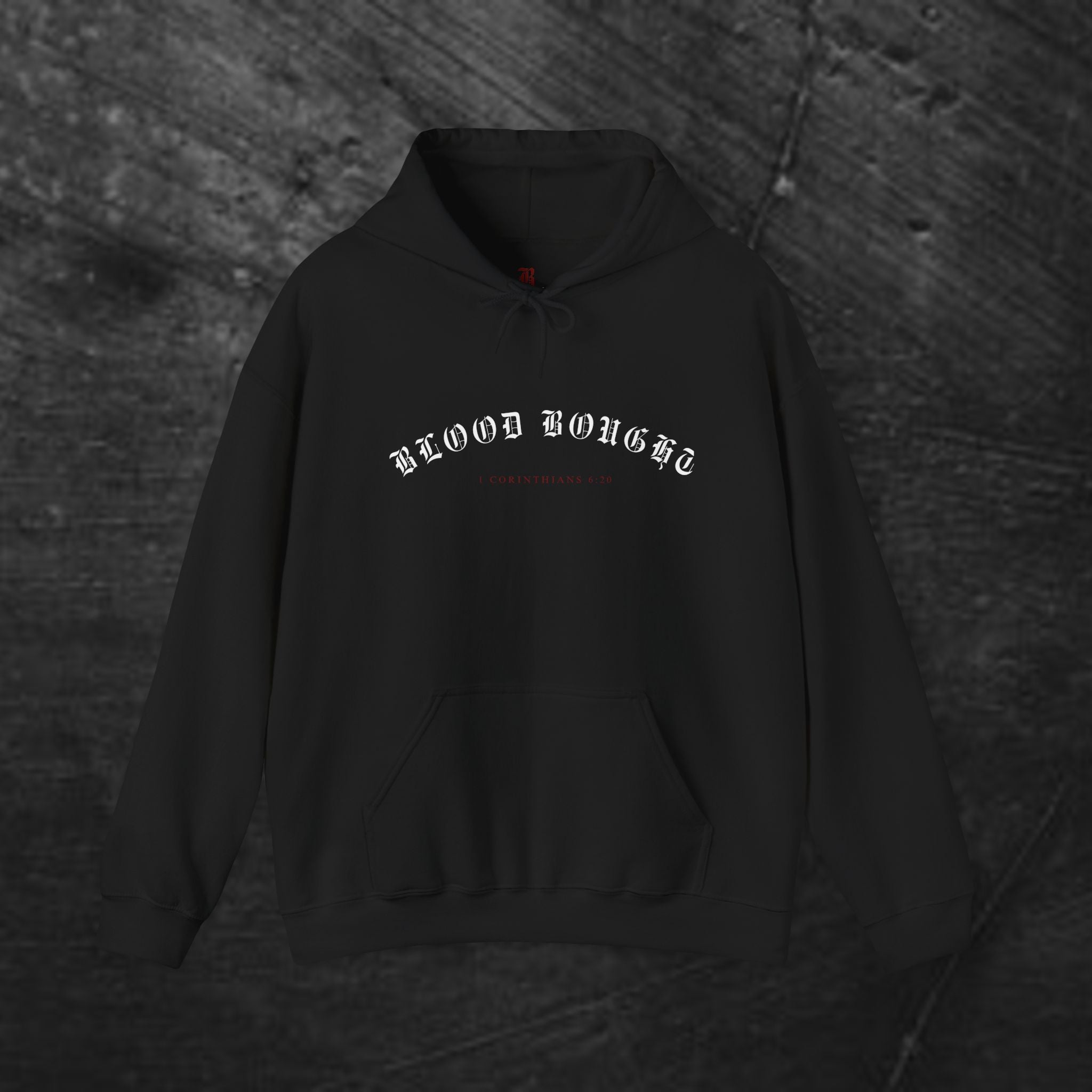 Gothic 'Bought at a Price' Hoodie — Blood Bought Religious Graphic Sweatshirt