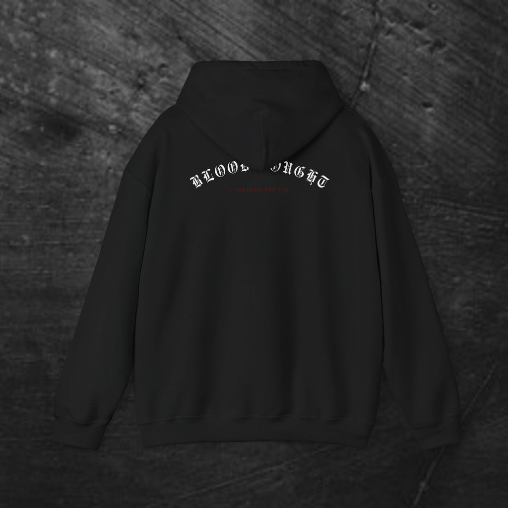 Salvation 'Once. For all.' Cross Hoodie — Christian Faith Graphic Hooded Sweatshirt