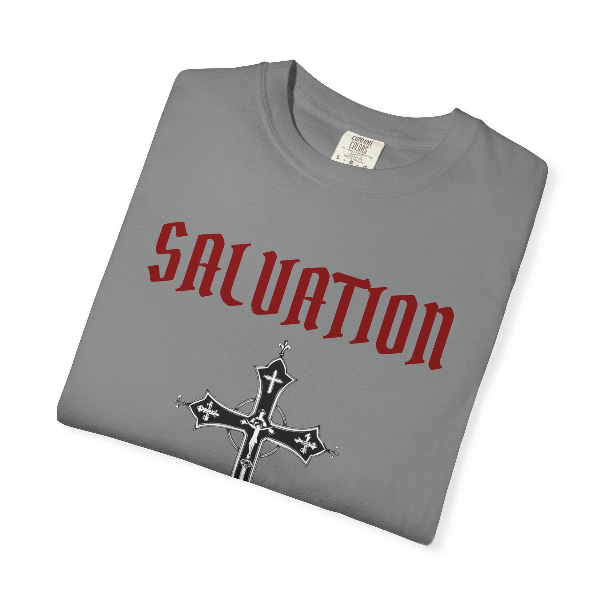 Salvation Cross T-Shirt — 'Once. For All.' Religious Graphic Tee