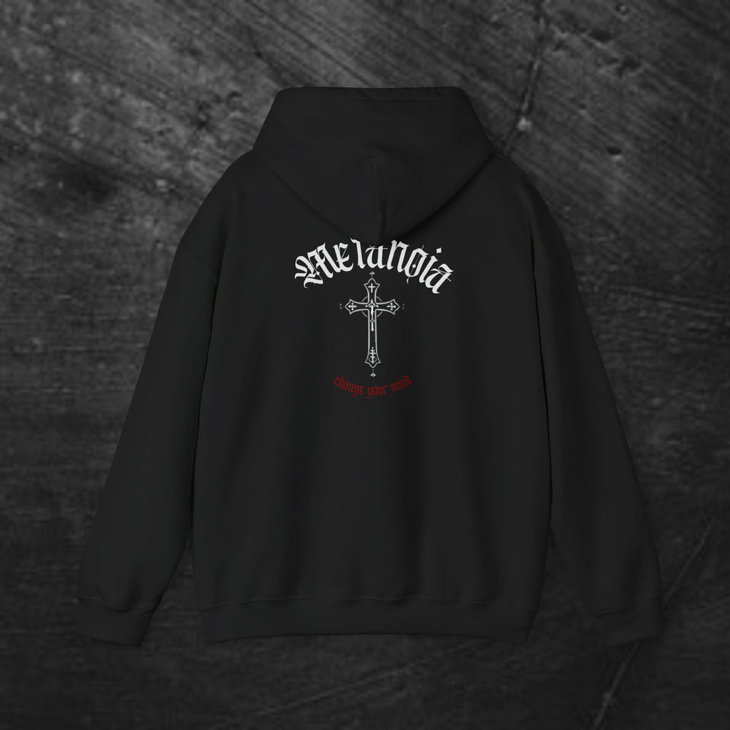 Metanoia Cross Hoodie — Vintage Religious Graphic Hoodie