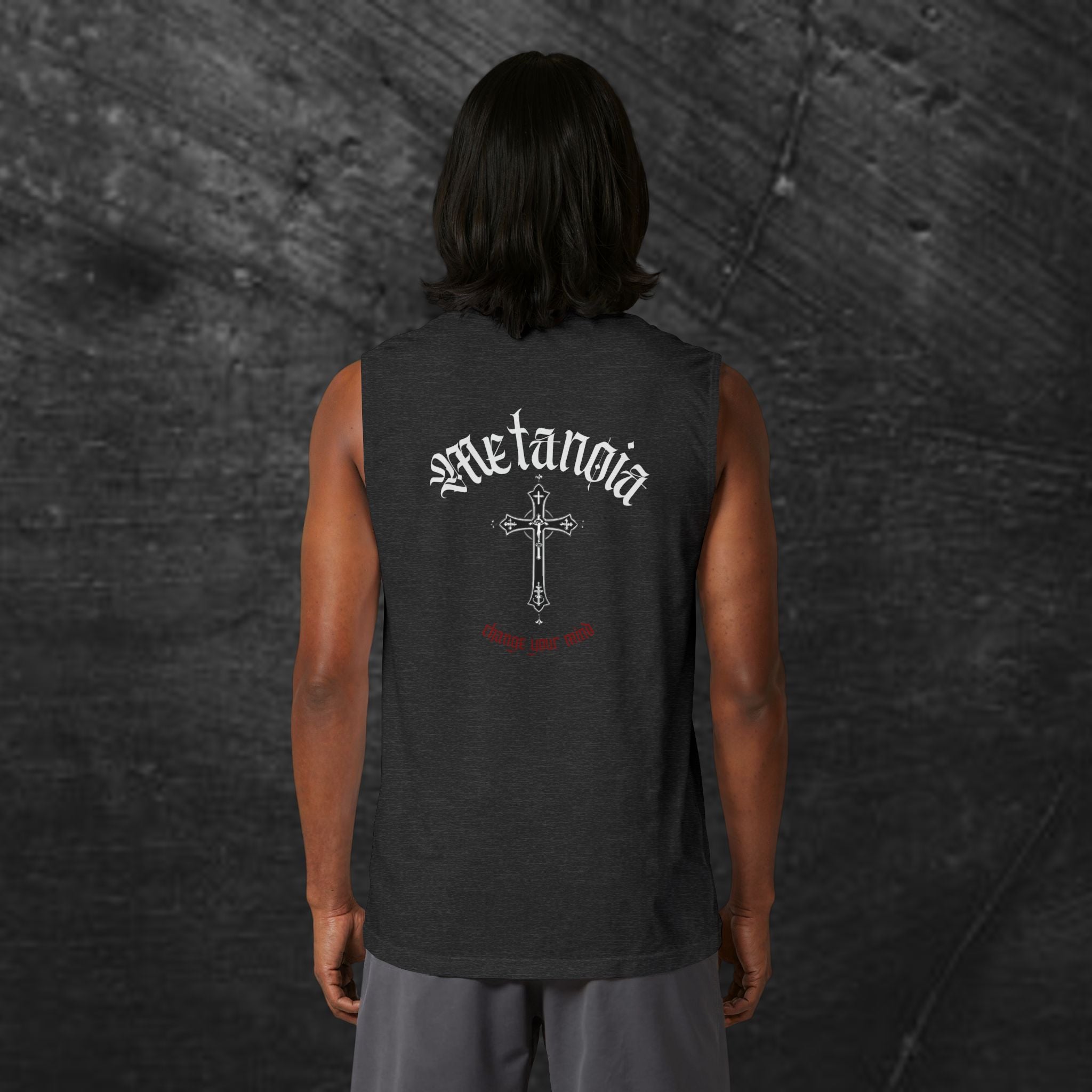 Metanoia Cross Muscle Tank – Gothic Christian Faith Tank Top