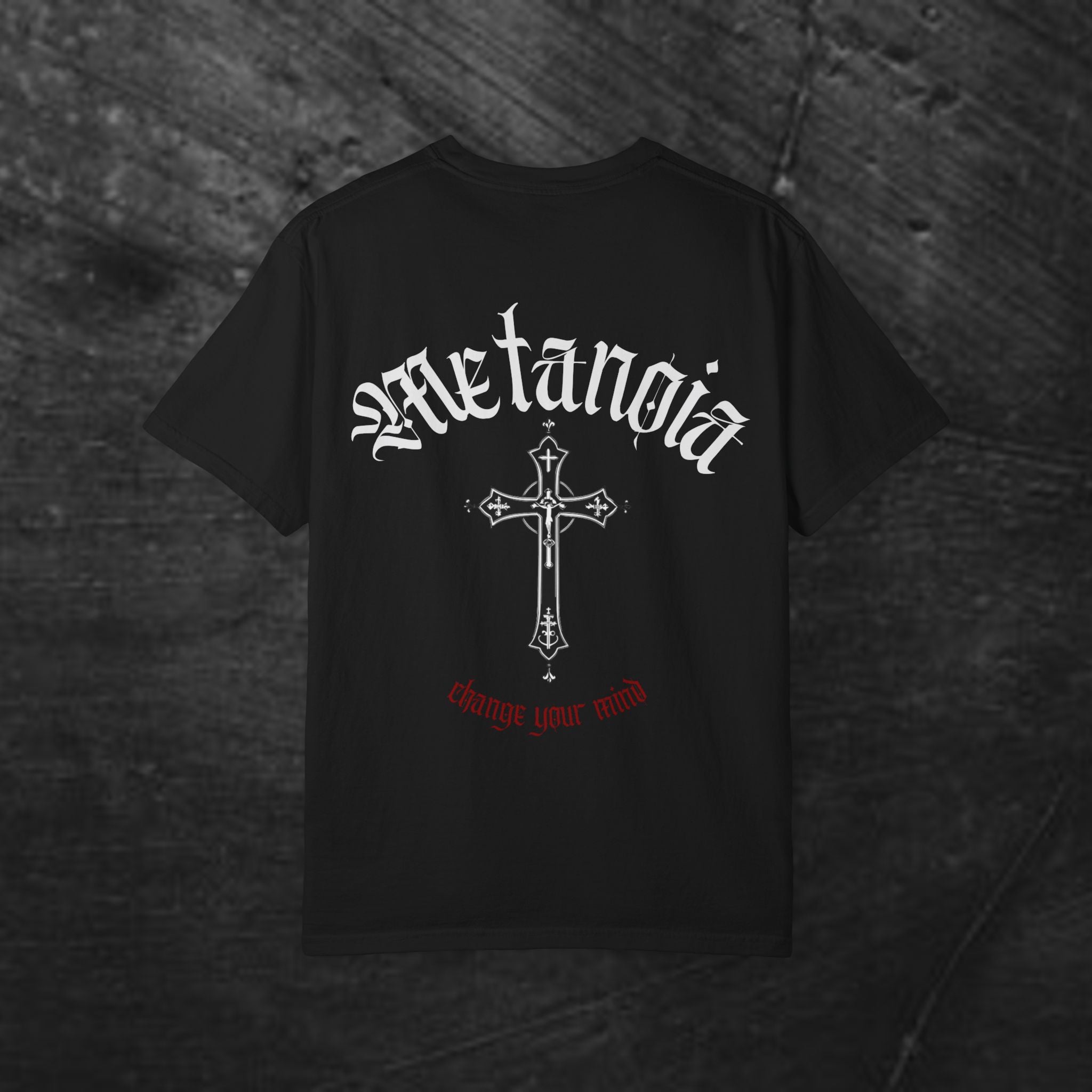 Metanoia Cross T-Shirt — Gothic Faith Graphic Tee